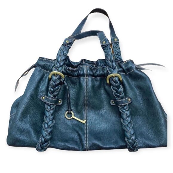 Fossil Handbags - Vintage Y2K Fossil Black Leather Satchel Grunge Steampunk Whimsigoth